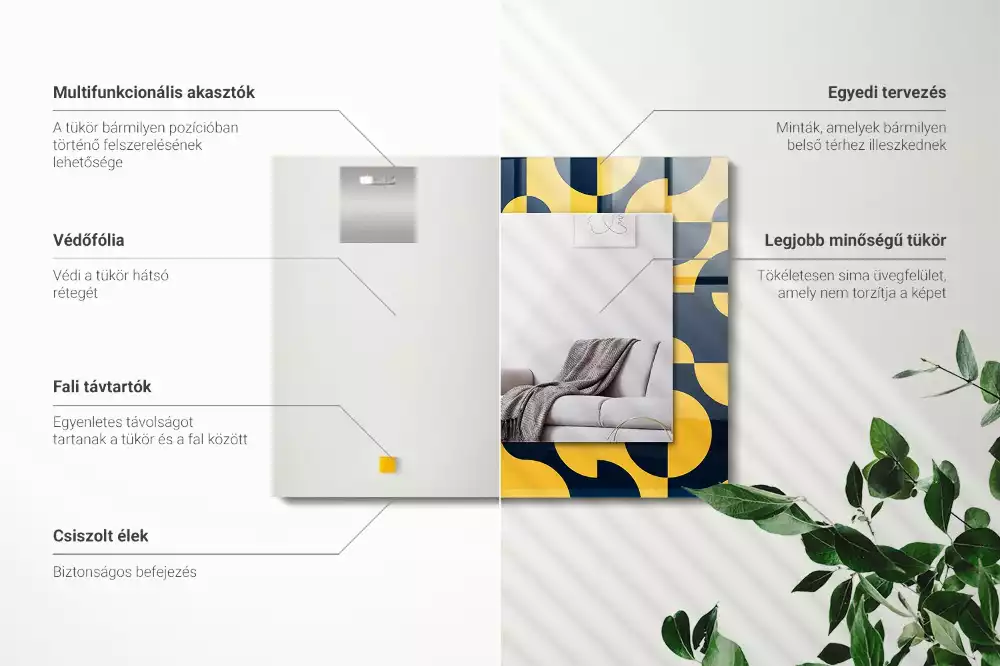 Specchio rettangolare stampato Motivo geometrico astratto