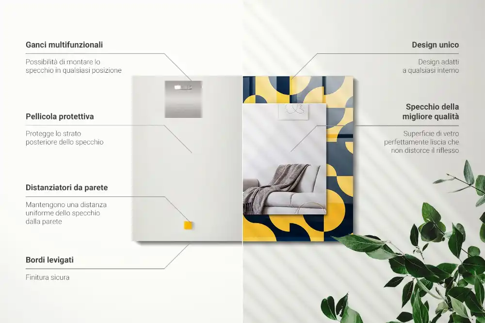 Specchio rettangolare stampato Motivo geometrico astratto