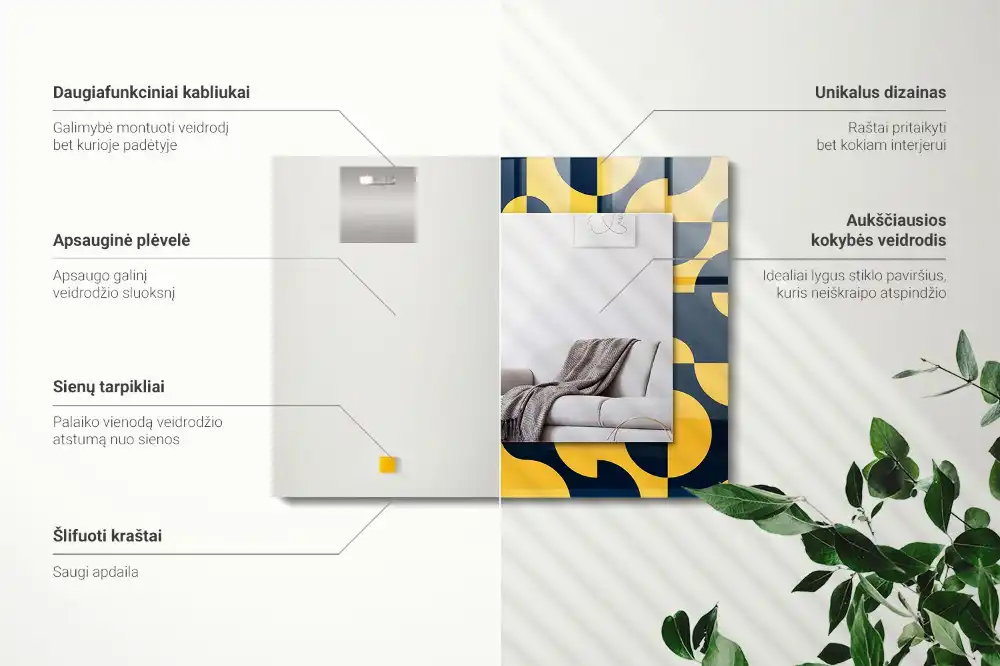 Specchio rettangolare stampato Motivo geometrico astratto