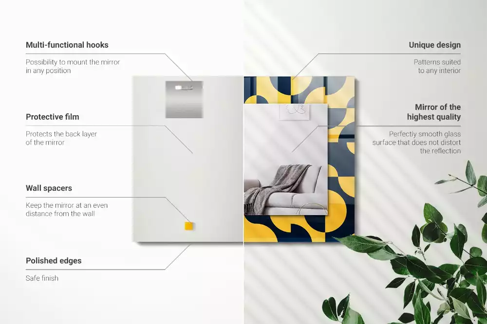 Specchio rettangolare stampato Motivo geometrico astratto