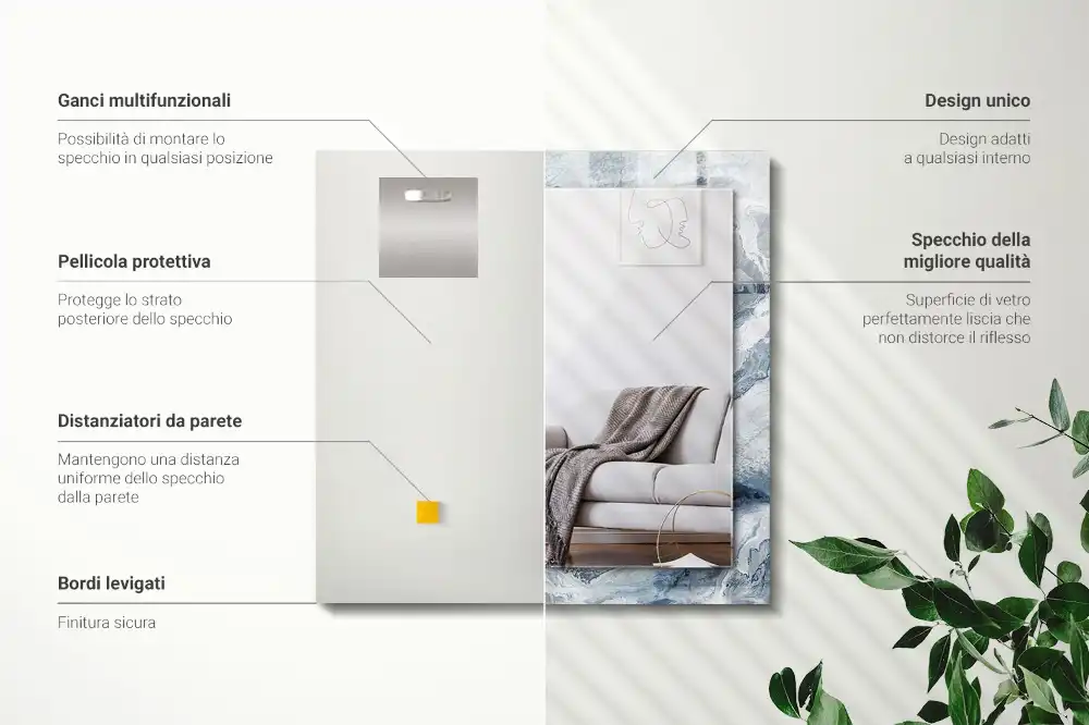 Specchio rettangolare decoro Marmo in tonalità