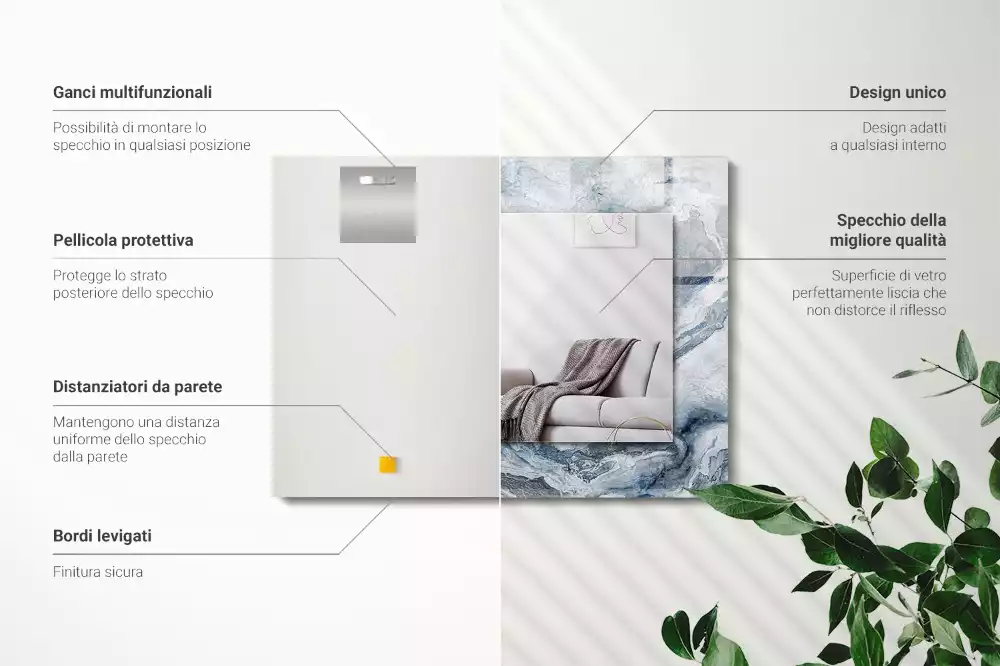 Specchio rettangolare decoro Marmo in tonalità