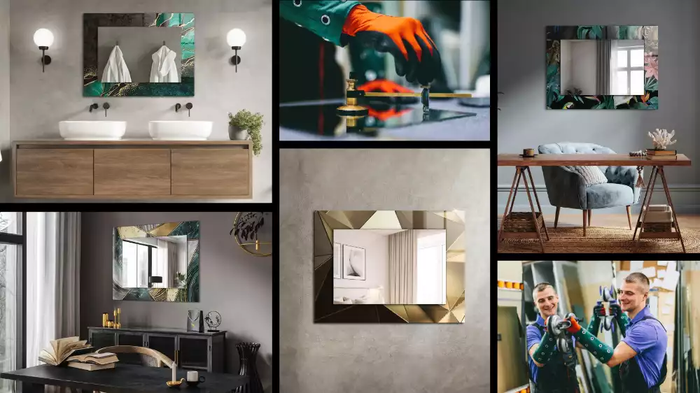 Specchio rettangolare con cornice stampata Arte plastica astratta