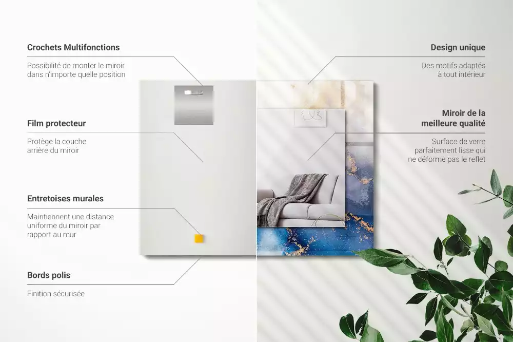 Specchio rettangolare con cornice stampata Arte plastica astratta