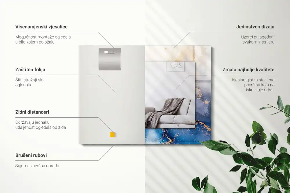 Specchio rettangolare con cornice stampata Arte plastica astratta