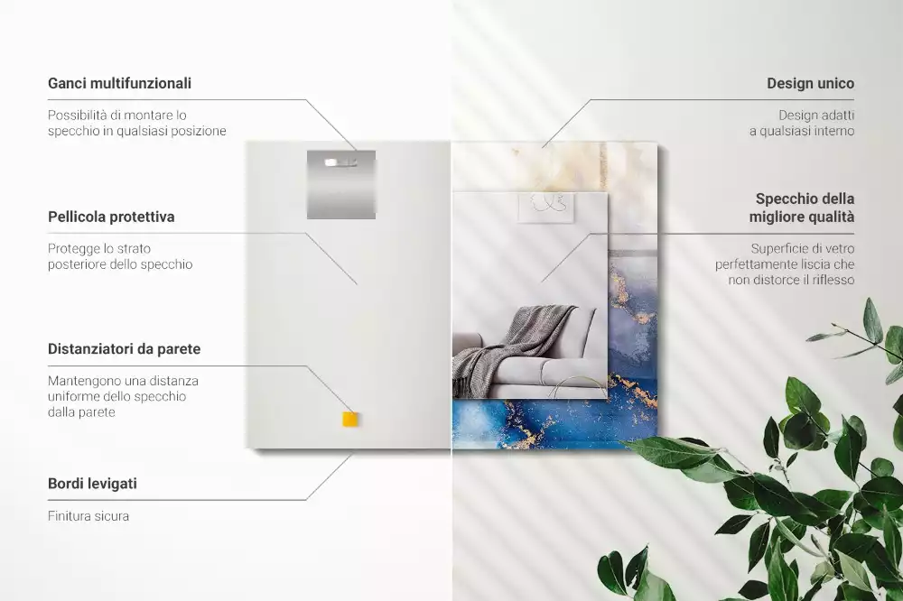 Specchio rettangolare con cornice stampata Arte plastica astratta