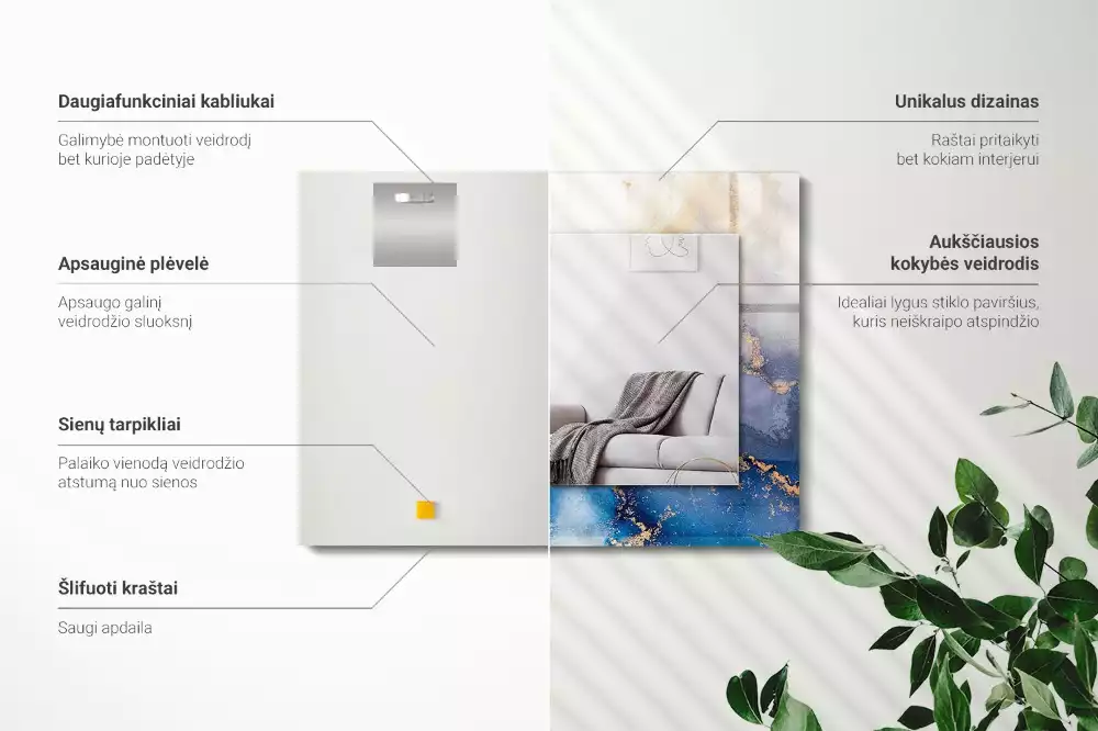 Specchio rettangolare con cornice stampata Arte plastica astratta