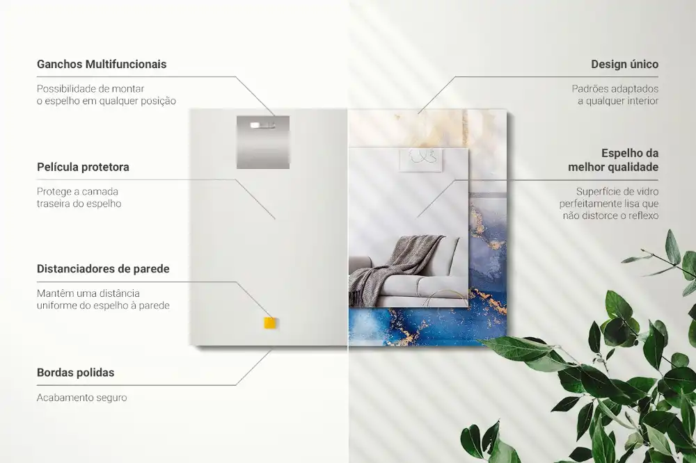 Specchio rettangolare con cornice stampata Arte plastica astratta