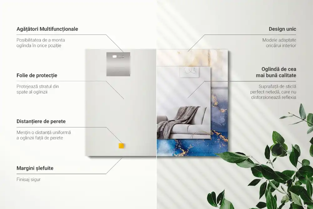 Specchio rettangolare con cornice stampata Arte plastica astratta