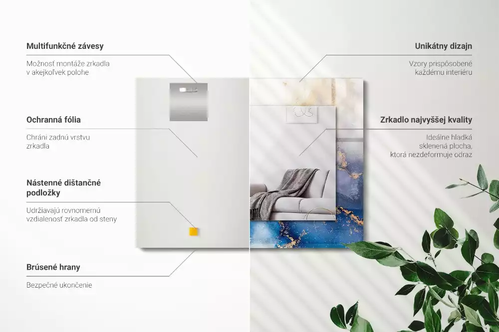 Specchio rettangolare con cornice stampata Arte plastica astratta