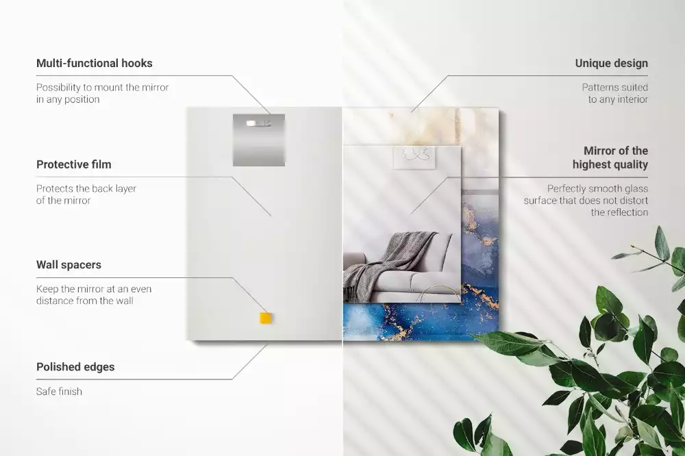 Specchio rettangolare con cornice stampata Arte plastica astratta