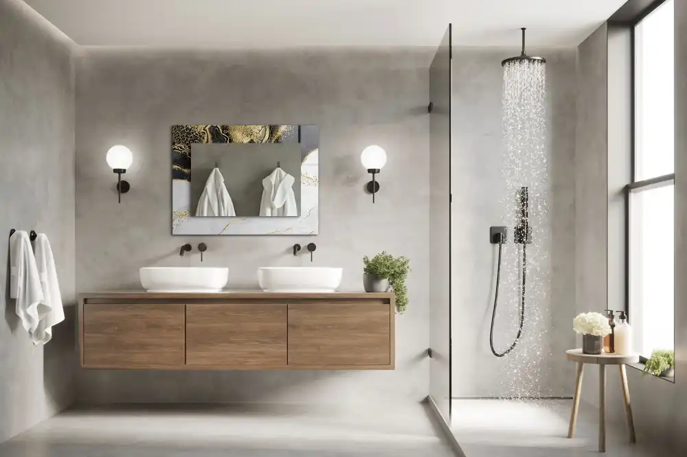 Specchio rettangolare stampato Arte astratta in oro