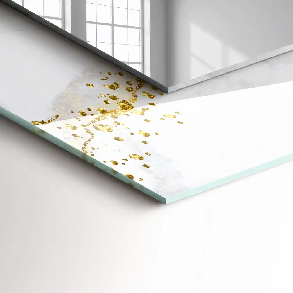 Specchio rettangolare stampato Arte astratta in oro