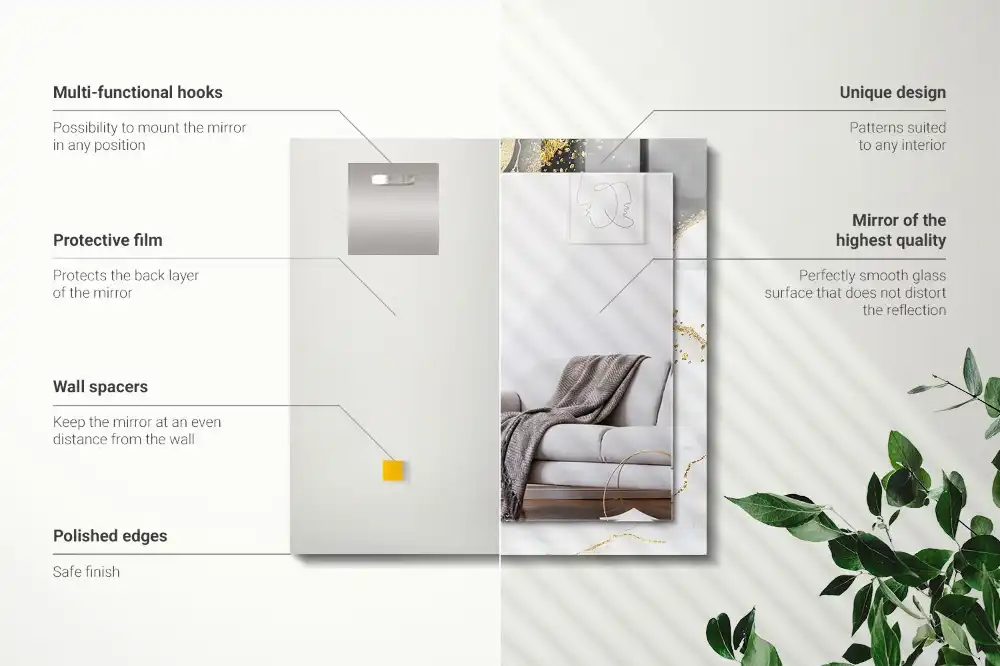 Specchio rettangolare stampato Arte astratta in oro