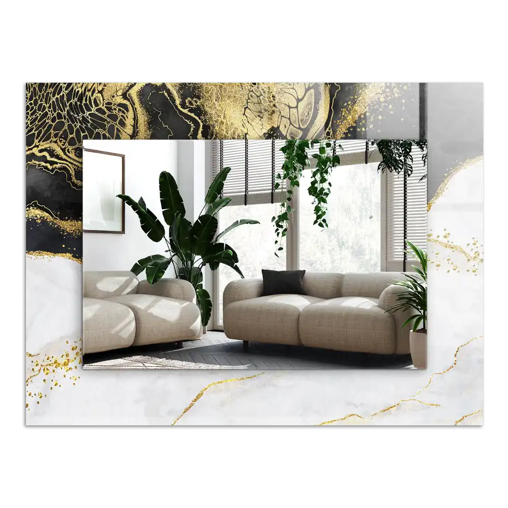 Specchio rettangolare stampato Arte astratta in oro