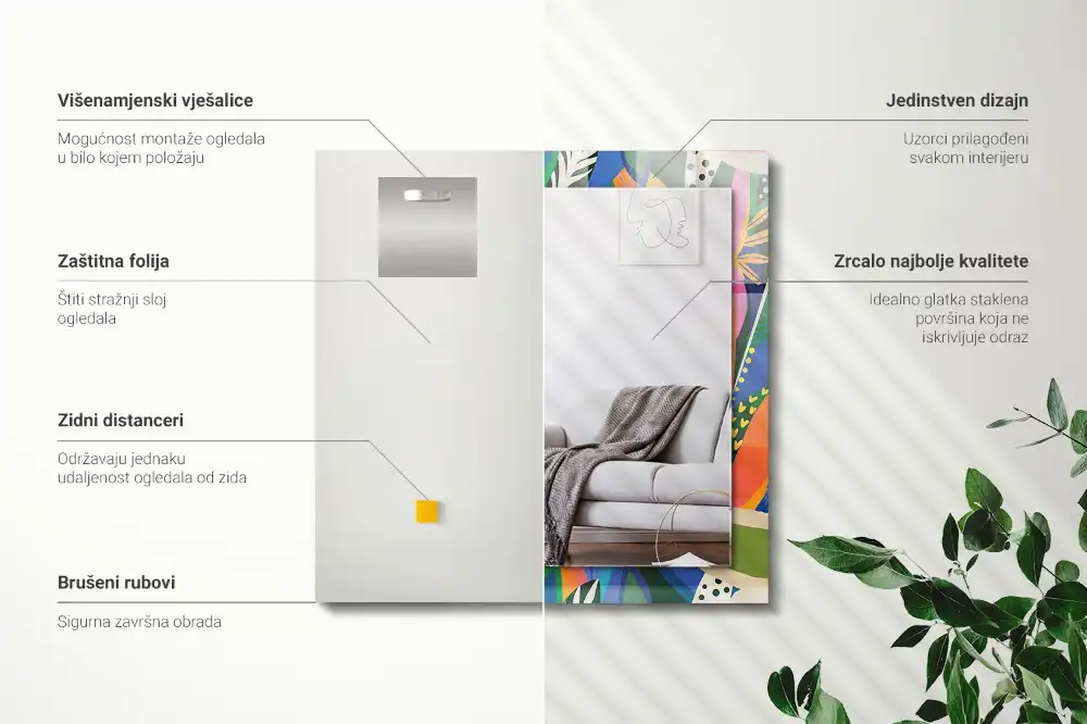 Specchio rettangolare decoro Fiori astratti colorati