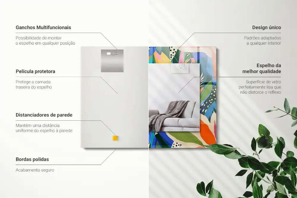 Specchio rettangolare decoro Fiori astratti colorati