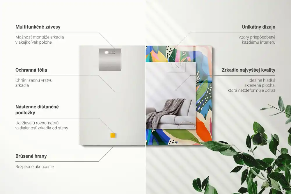 Specchio rettangolare decoro Fiori astratti colorati