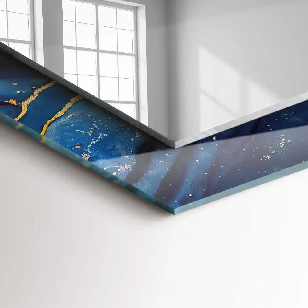 Specchio rettangolare con cornice stampata Arte astratta in marmo