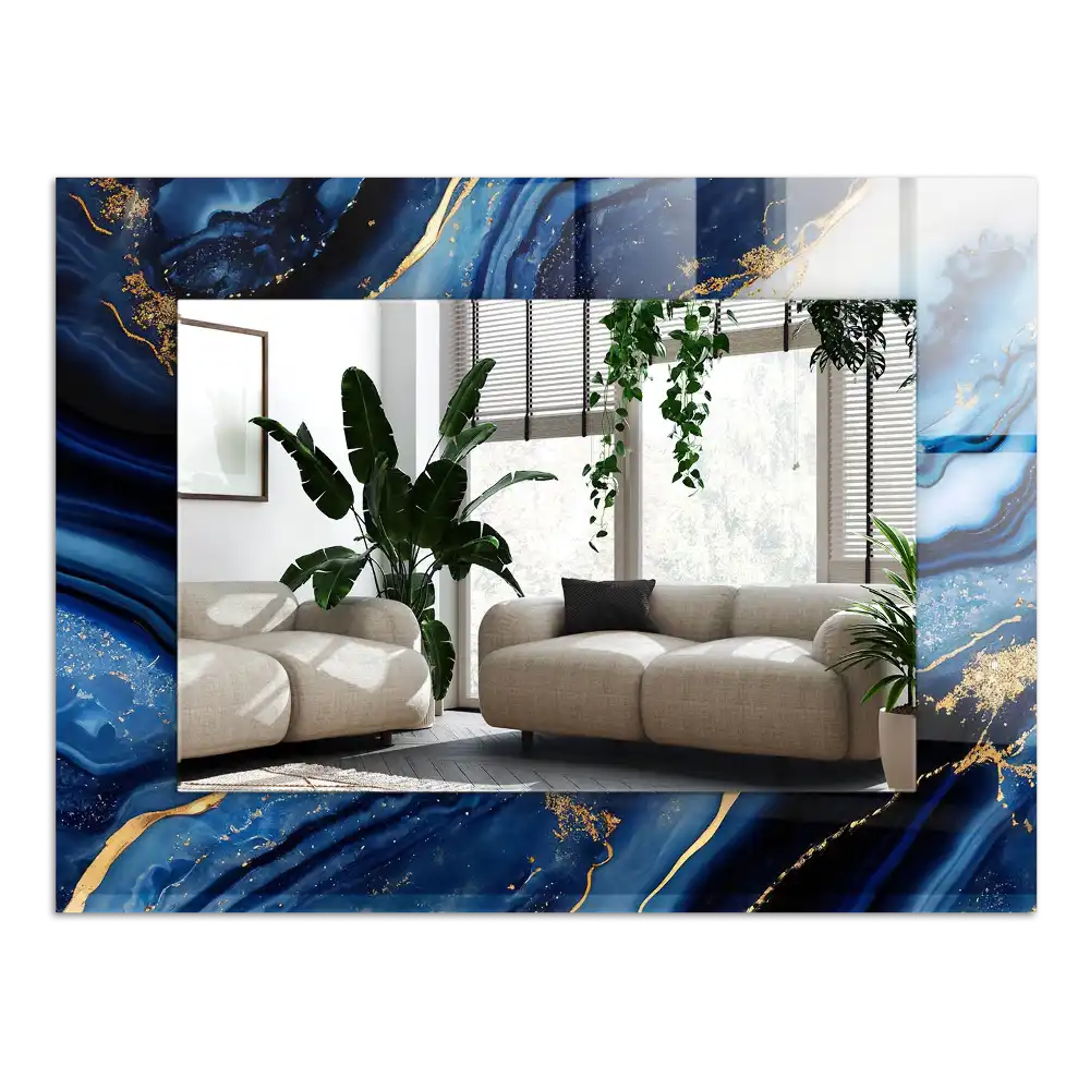 Specchio rettangolare con cornice stampata Arte astratta in marmo