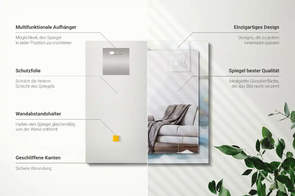 Specchio rettangolare stampato Montagne nella nebbia