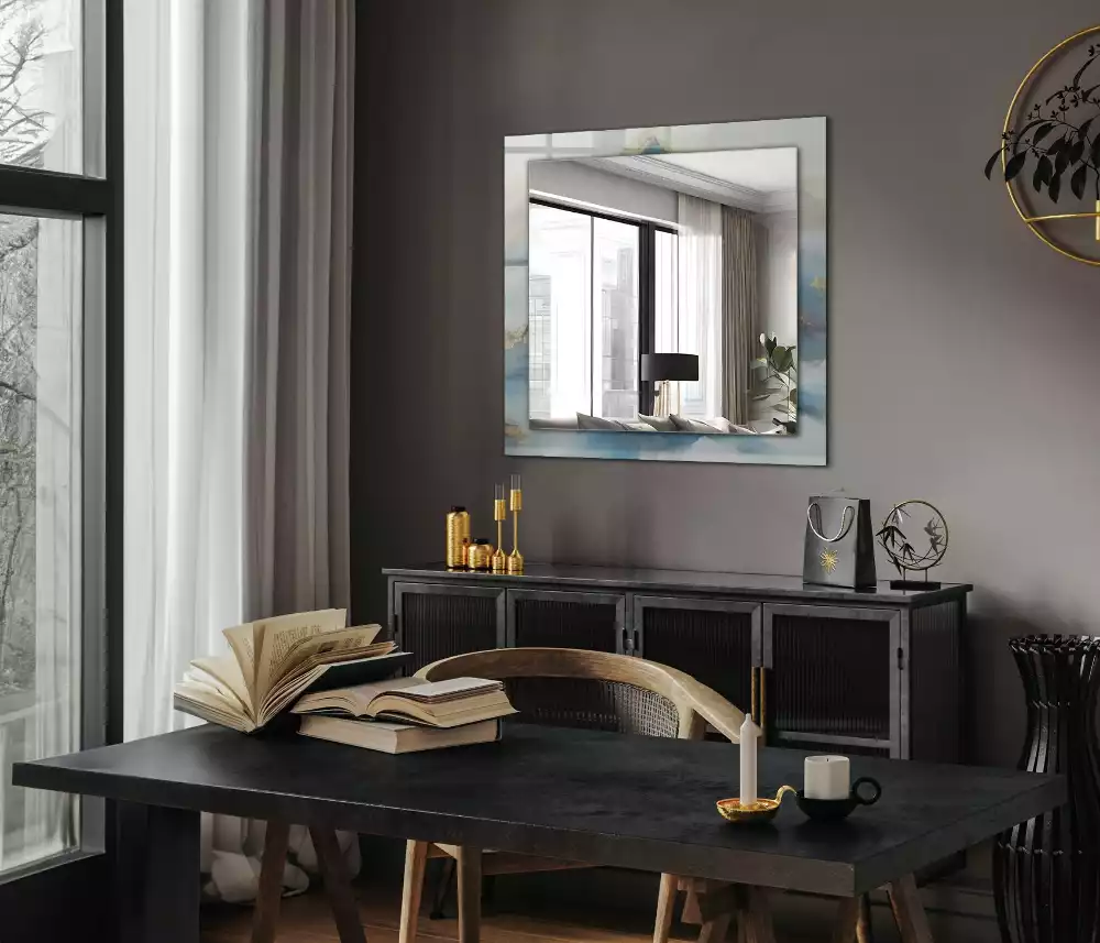 Specchio rettangolare stampato Montagne nella nebbia