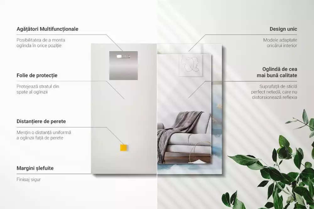 Specchio rettangolare stampato Montagne nella nebbia