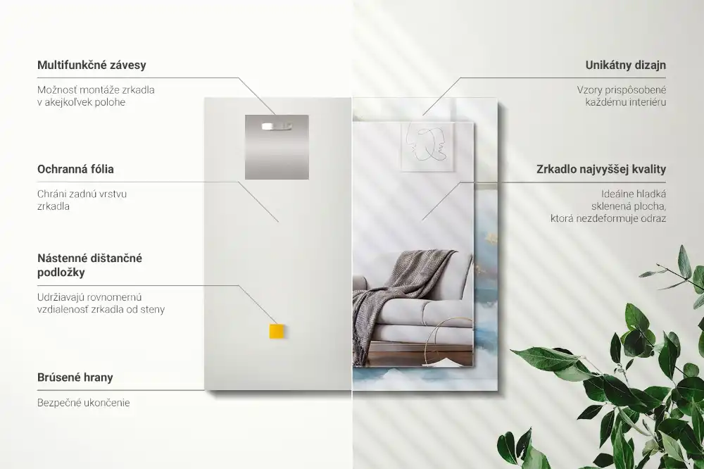 Specchio rettangolare stampato Montagne nella nebbia