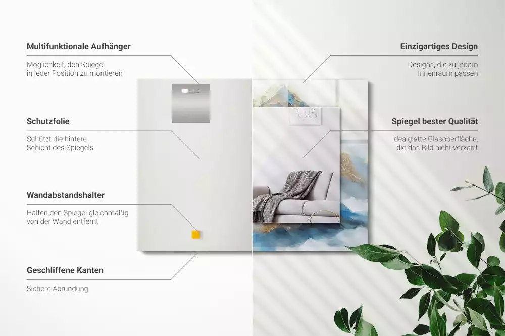 Specchio rettangolare stampato Montagne nella nebbia