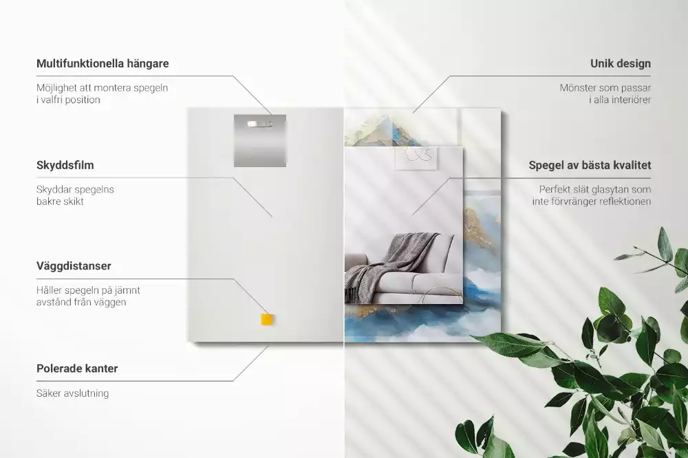 Specchio rettangolare stampato Montagne nella nebbia