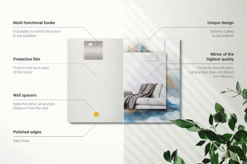 Specchio rettangolare stampato Montagne nella nebbia