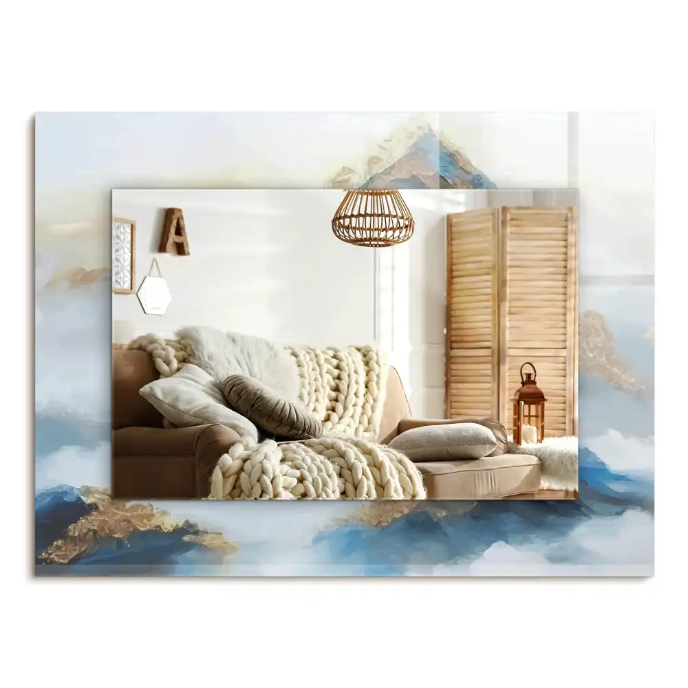 Specchio rettangolare stampato Montagne nella nebbia