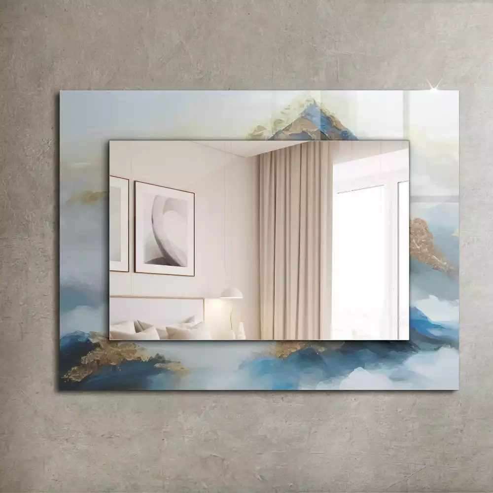Specchio rettangolare stampato Montagne nella nebbia