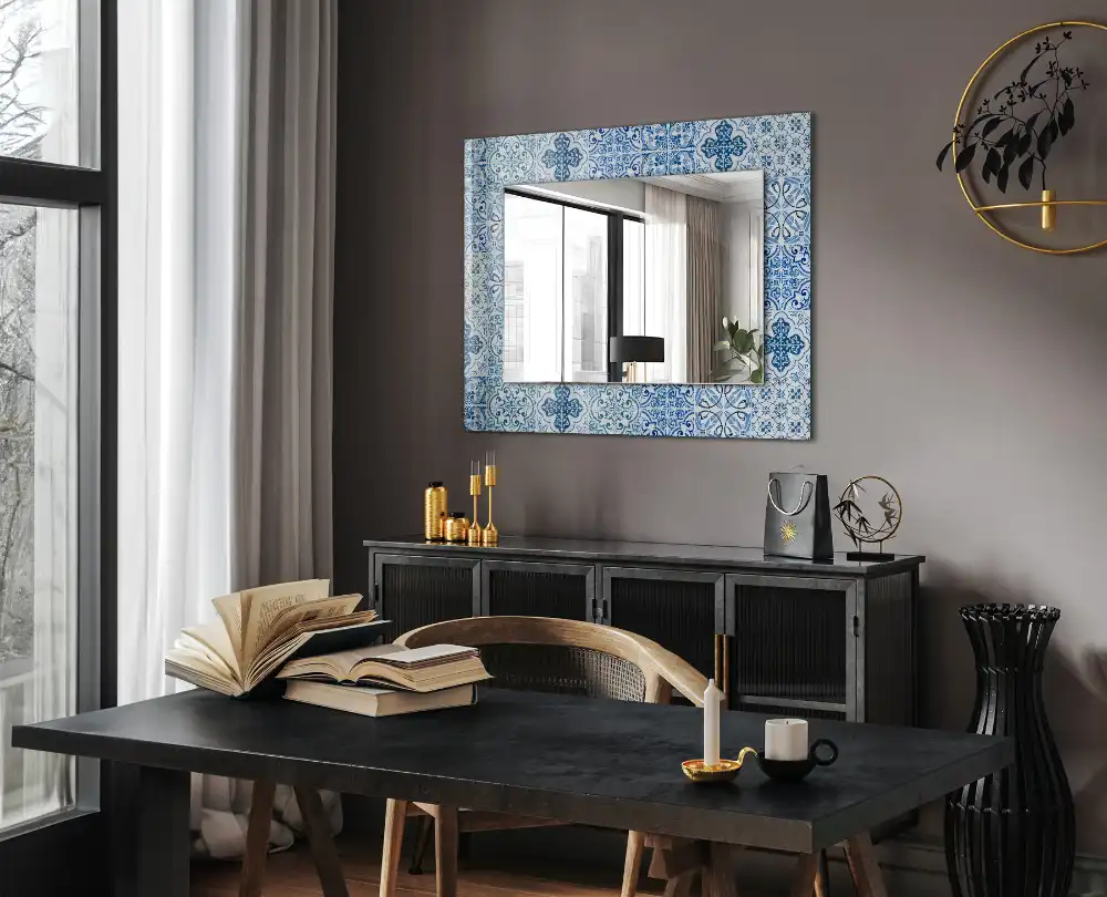 Specchio rettangolare decoro Piastrelle decorative blu