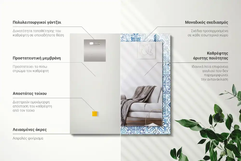 Specchio rettangolare decoro Piastrelle decorative blu