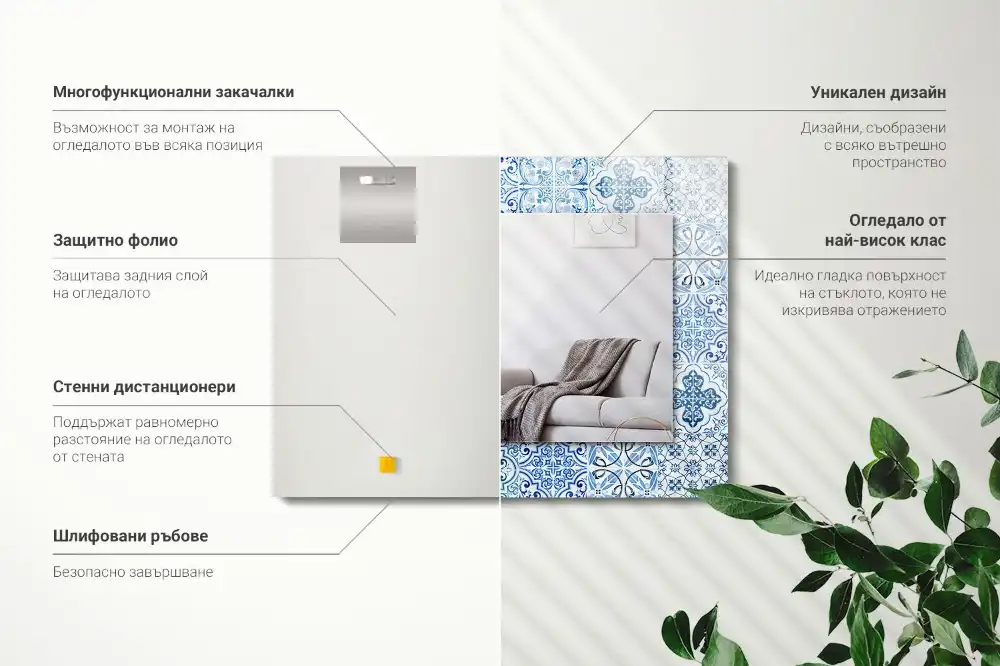 Specchio rettangolare decoro Piastrelle decorative blu