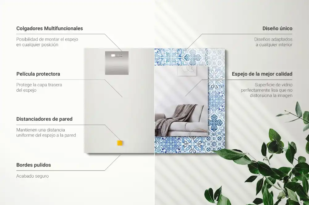 Specchio rettangolare decoro Piastrelle decorative blu