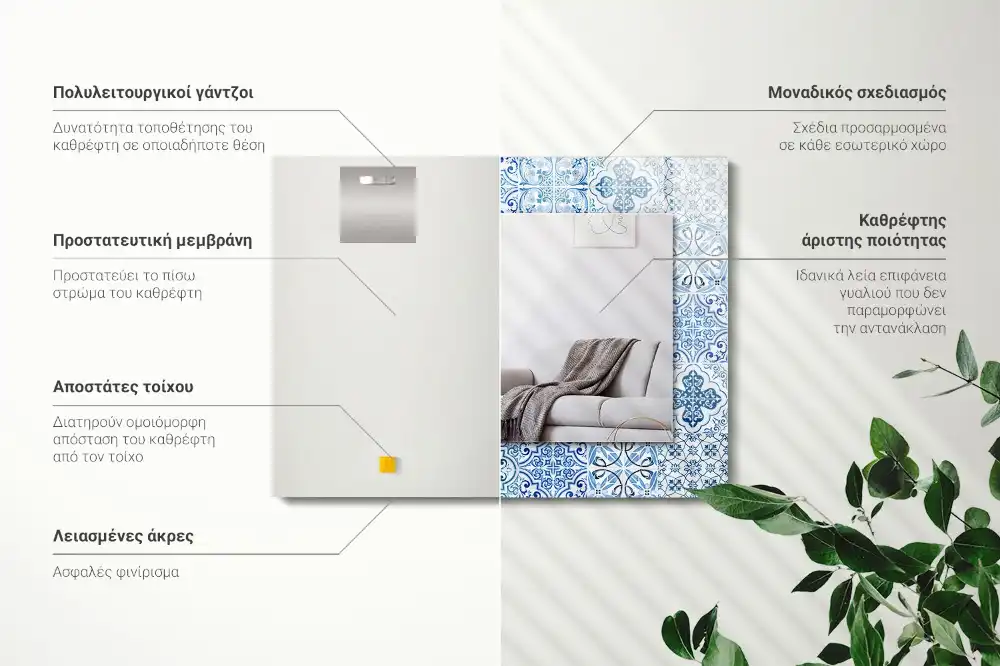 Specchio rettangolare decoro Piastrelle decorative blu