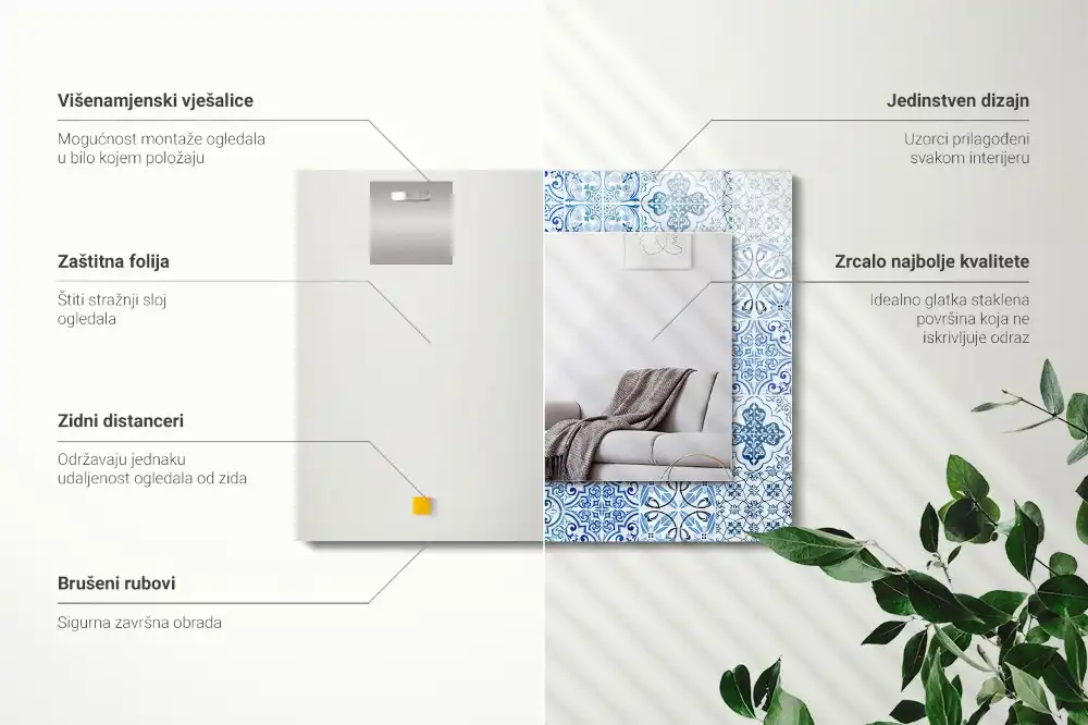 Specchio rettangolare decoro Piastrelle decorative blu