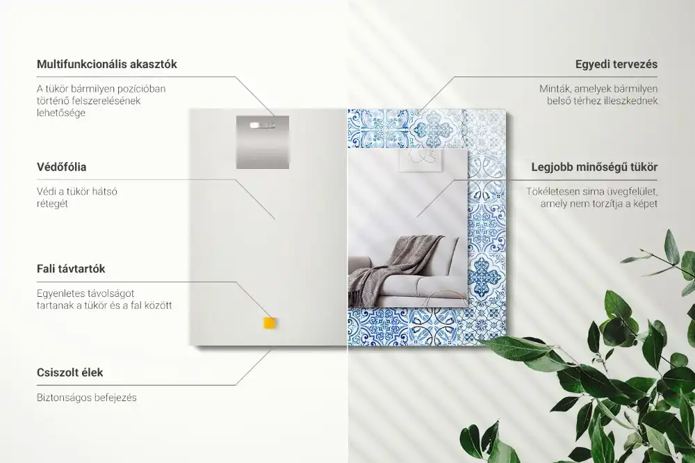 Specchio rettangolare decoro Piastrelle decorative blu