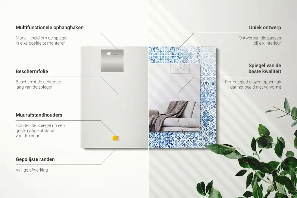 Specchio rettangolare decoro Piastrelle decorative blu