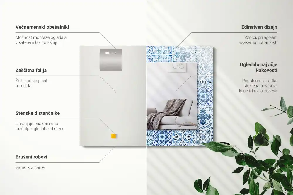 Specchio rettangolare decoro Piastrelle decorative blu