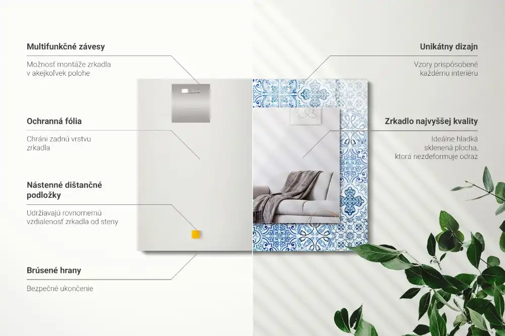 Specchio rettangolare decoro Piastrelle decorative blu