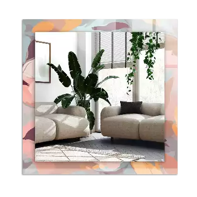 Specchio rettangolare con cornice stampata Fiori foglie pastello