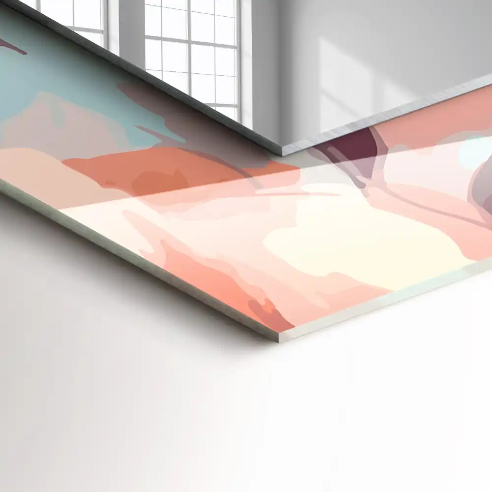 Specchio rettangolare con cornice stampata Fiori foglie pastello