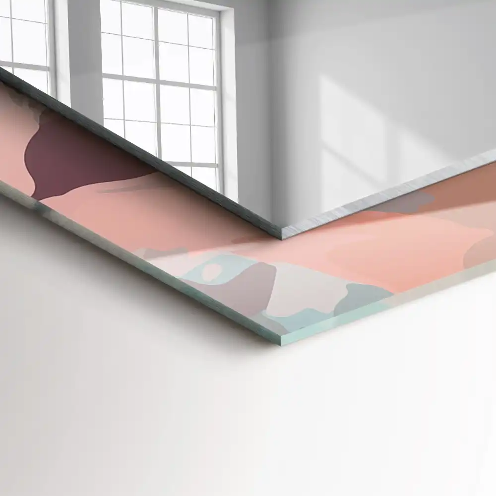 Specchio rettangolare con cornice stampata Fiori foglie pastello