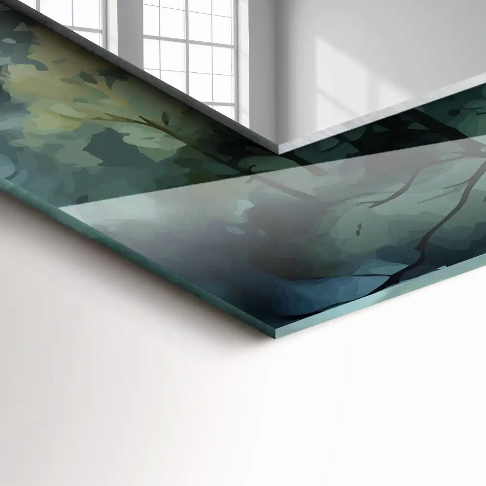 Specchio rettangolare stampato Foresta nella nebbia