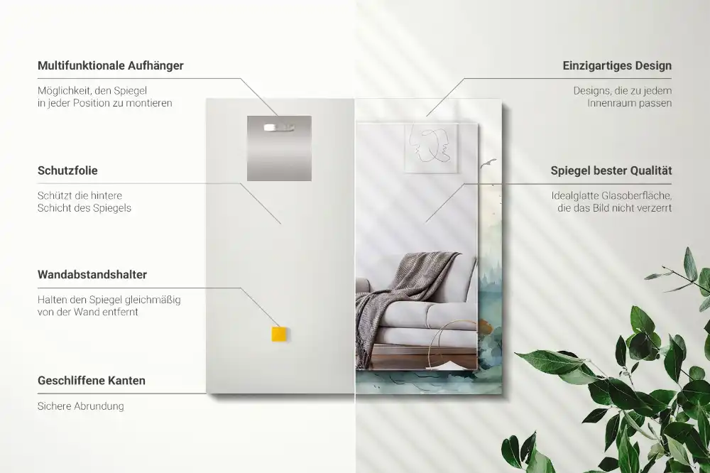 Specchio rettangolare stampato Foresta nella nebbia