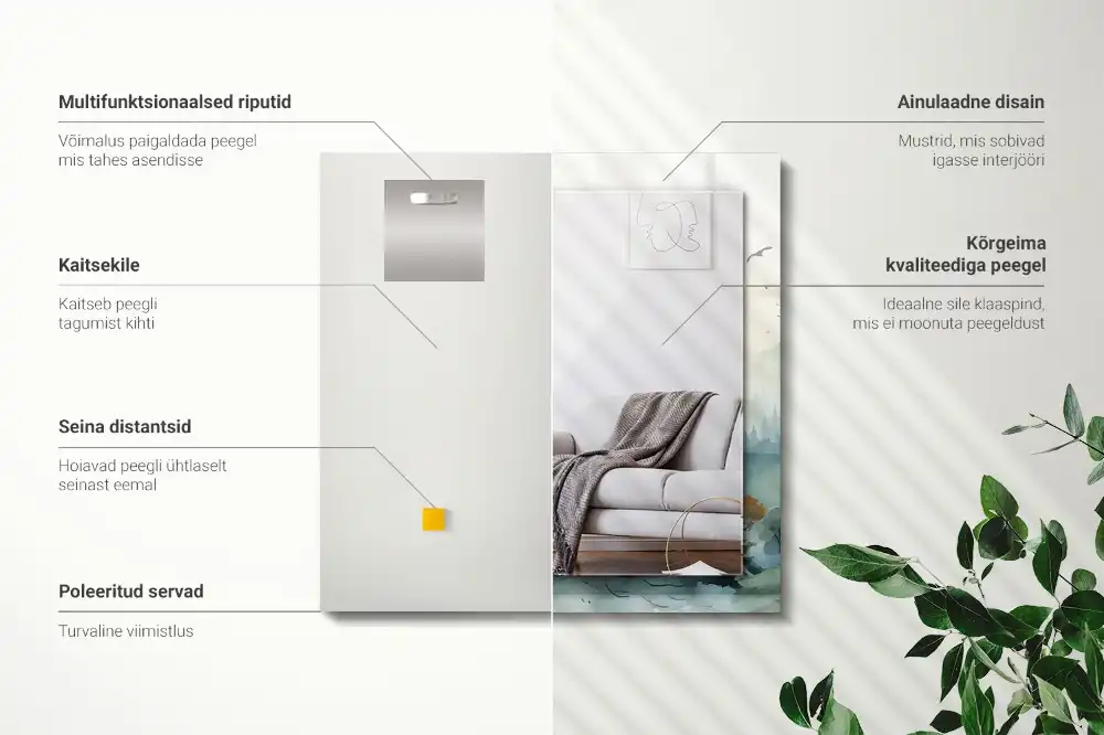 Specchio rettangolare stampato Foresta nella nebbia