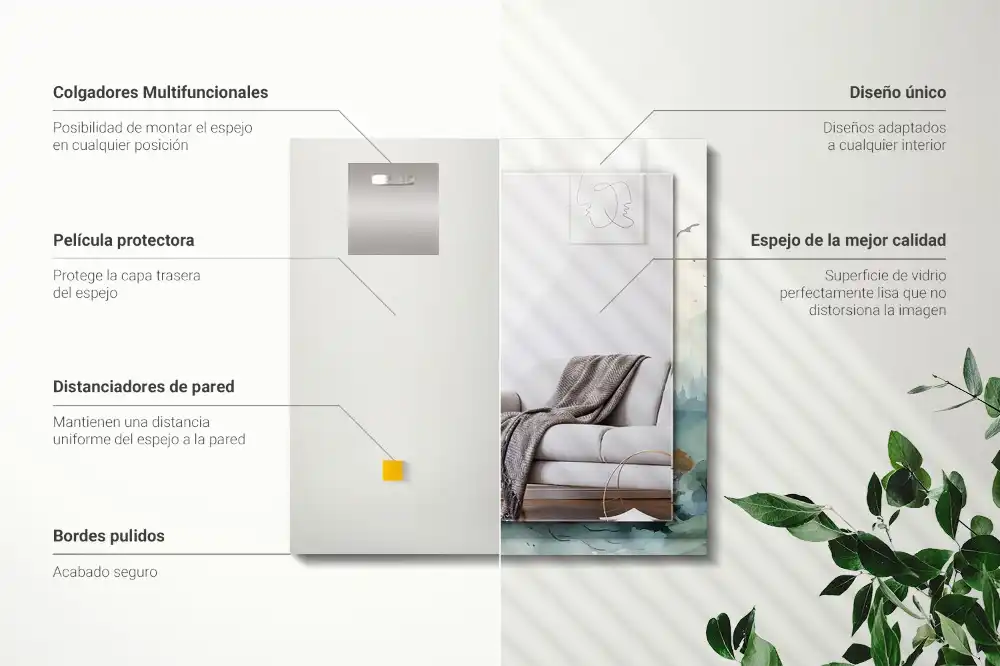 Specchio rettangolare stampato Foresta nella nebbia